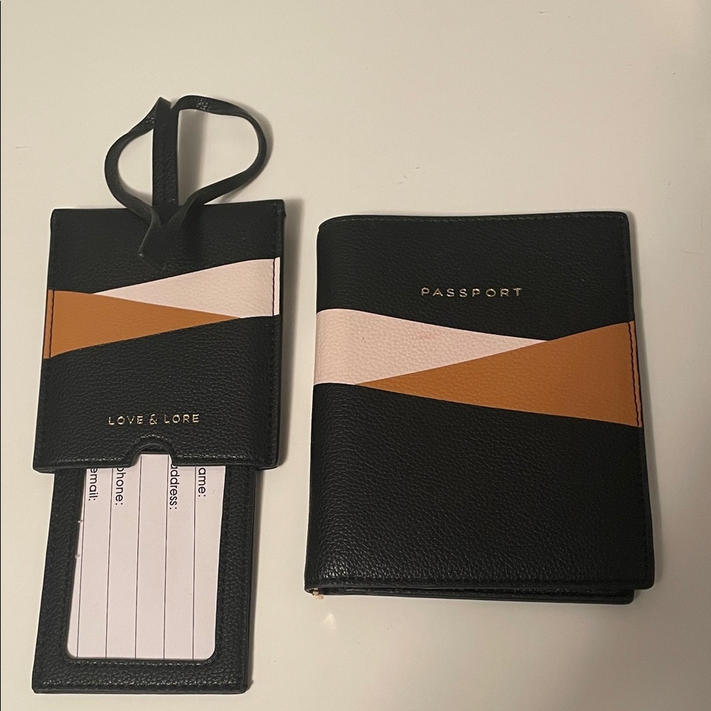 Love & Lore Black and Tan Passport Holder Set